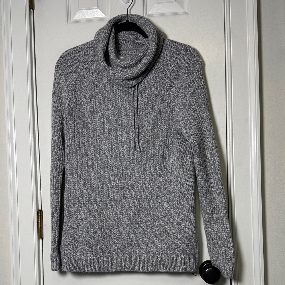 Athleta Merino Wool Blend Cowl Neck Sweater Gray Side Zip Heavyweight S